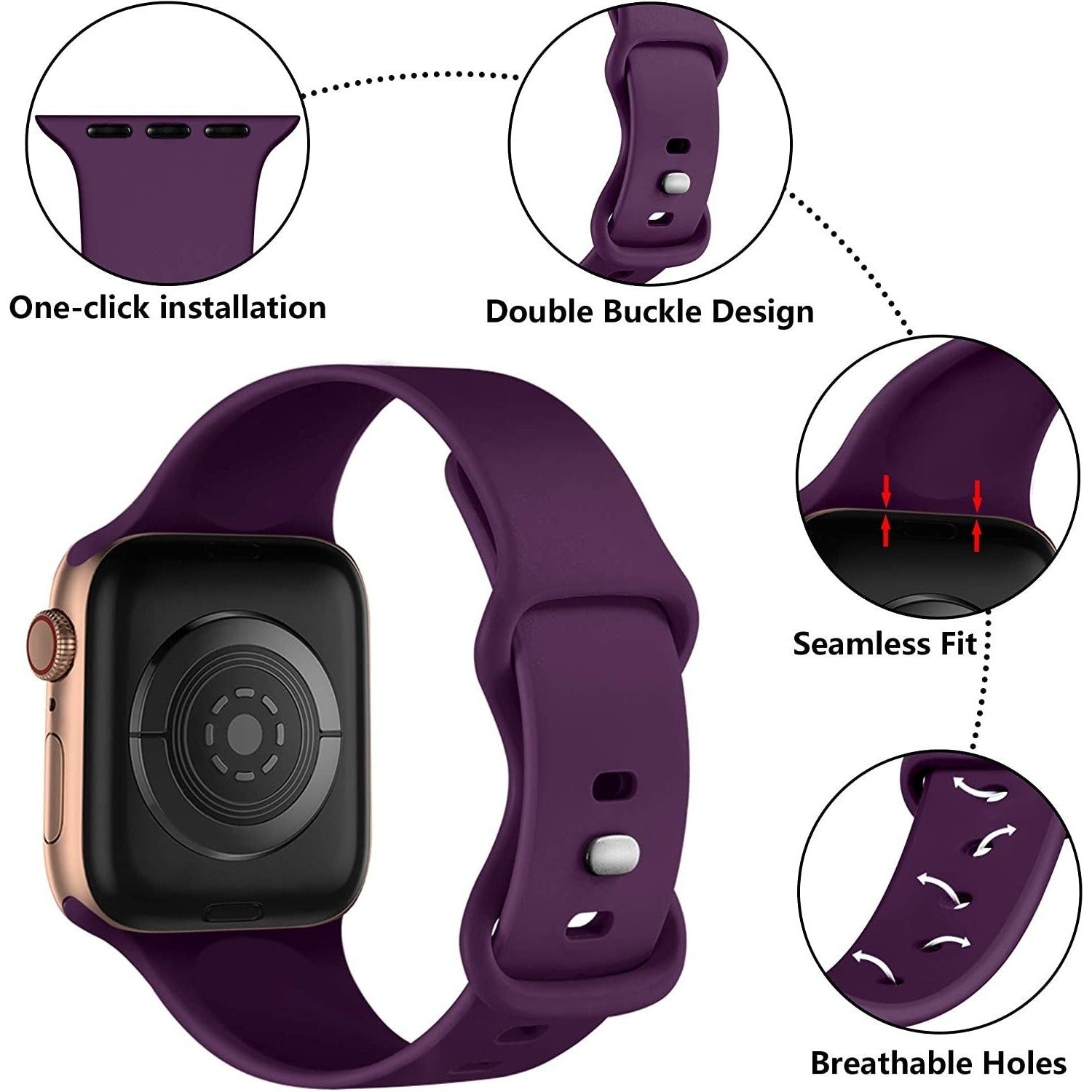 Modbracelet Bracelet Apple Watch silicone (violet foncé)