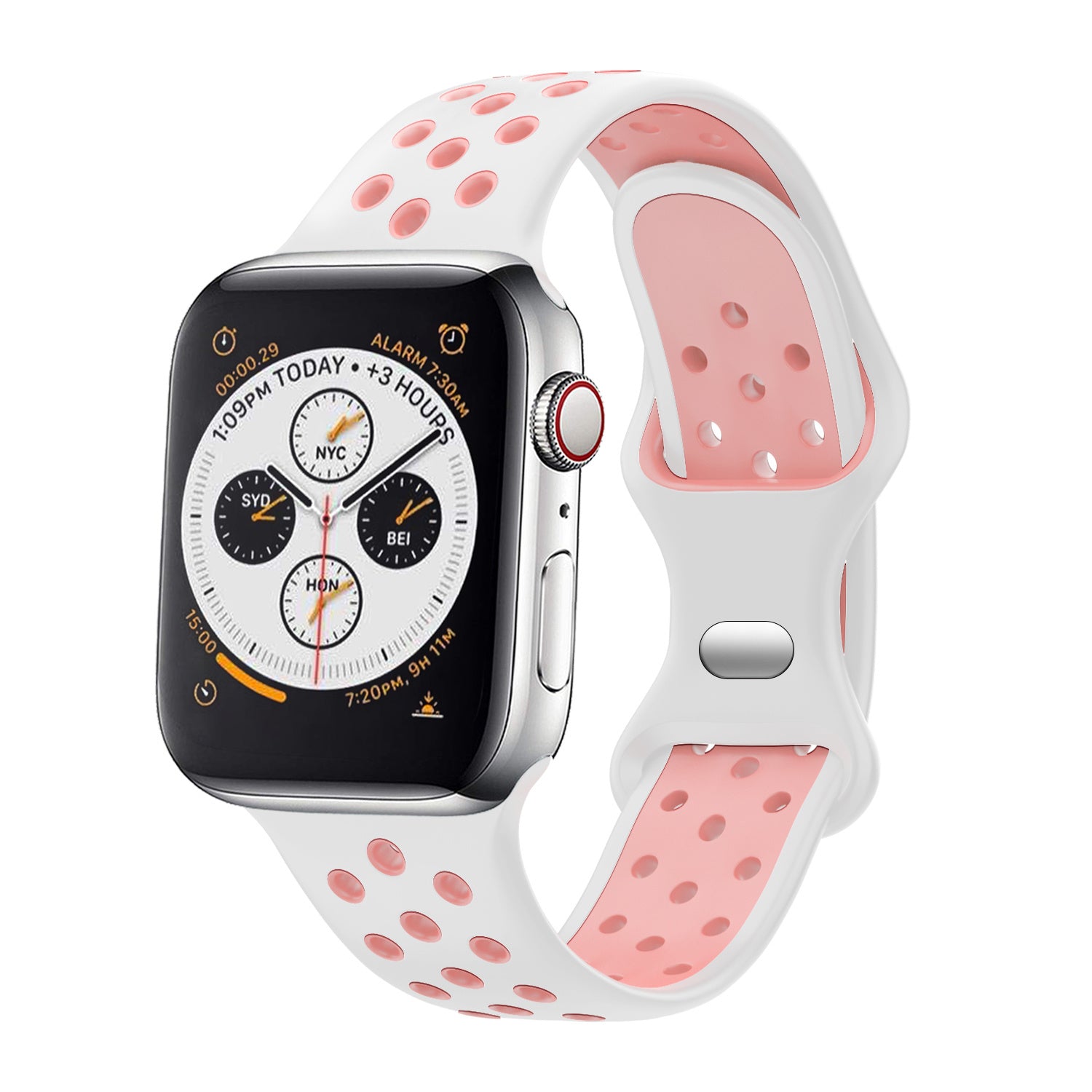 Modbracelet Bracelet Apple Watch sport (blanc/rose)