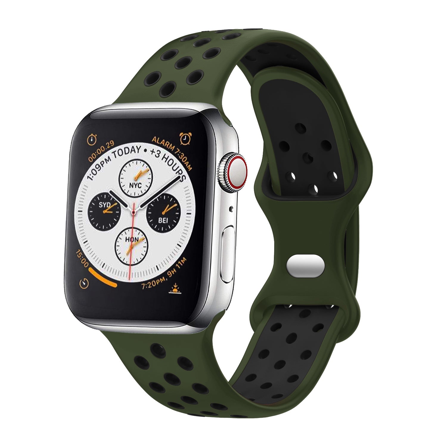 Modbracelet Bracelet Apple Watch sport (vert olive/noir)