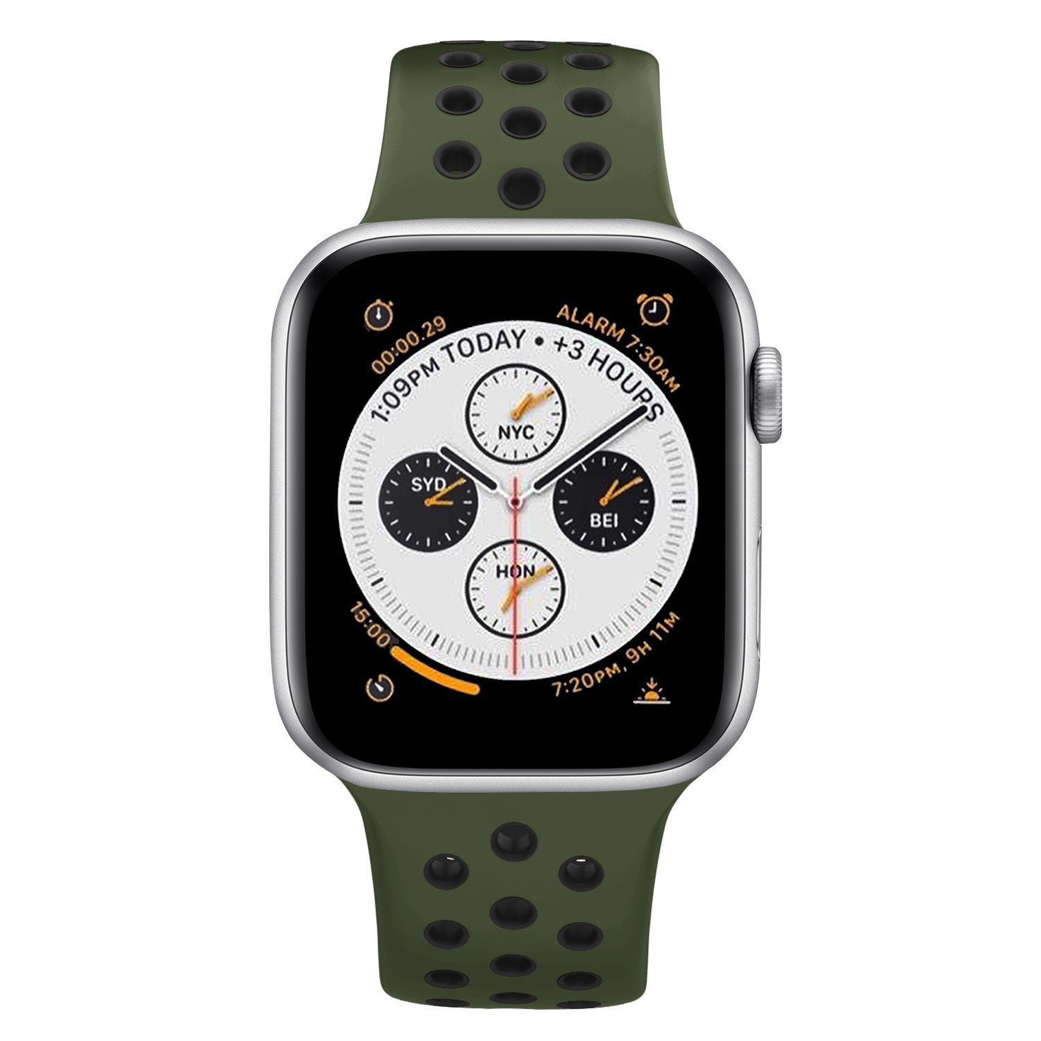 Modbracelet Bracelet Apple Watch sport (vert olive/noir)