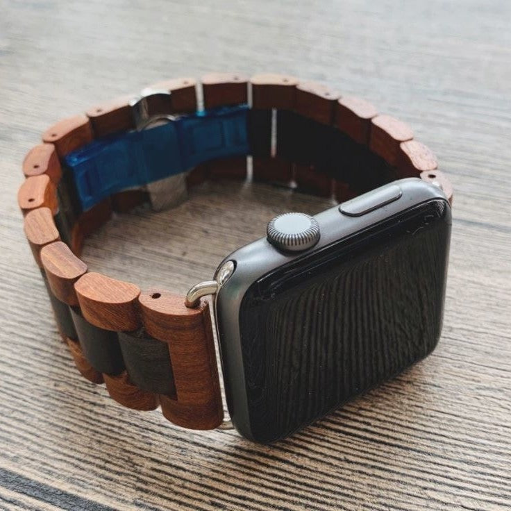 Modbracelet Bracelet bois Apple Watch (marron rouge/noir)
