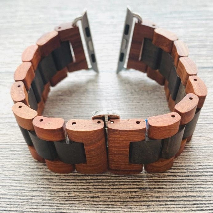Modbracelet Bracelet bois Apple Watch (marron rouge/noir)