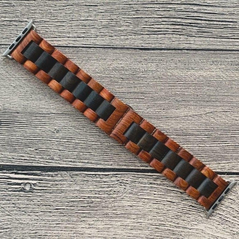 Modbracelet Bracelet bois Apple Watch (marron rouge/noir)