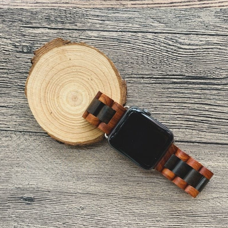 Modbracelet Bracelet bois Apple Watch (marron rouge/noir)