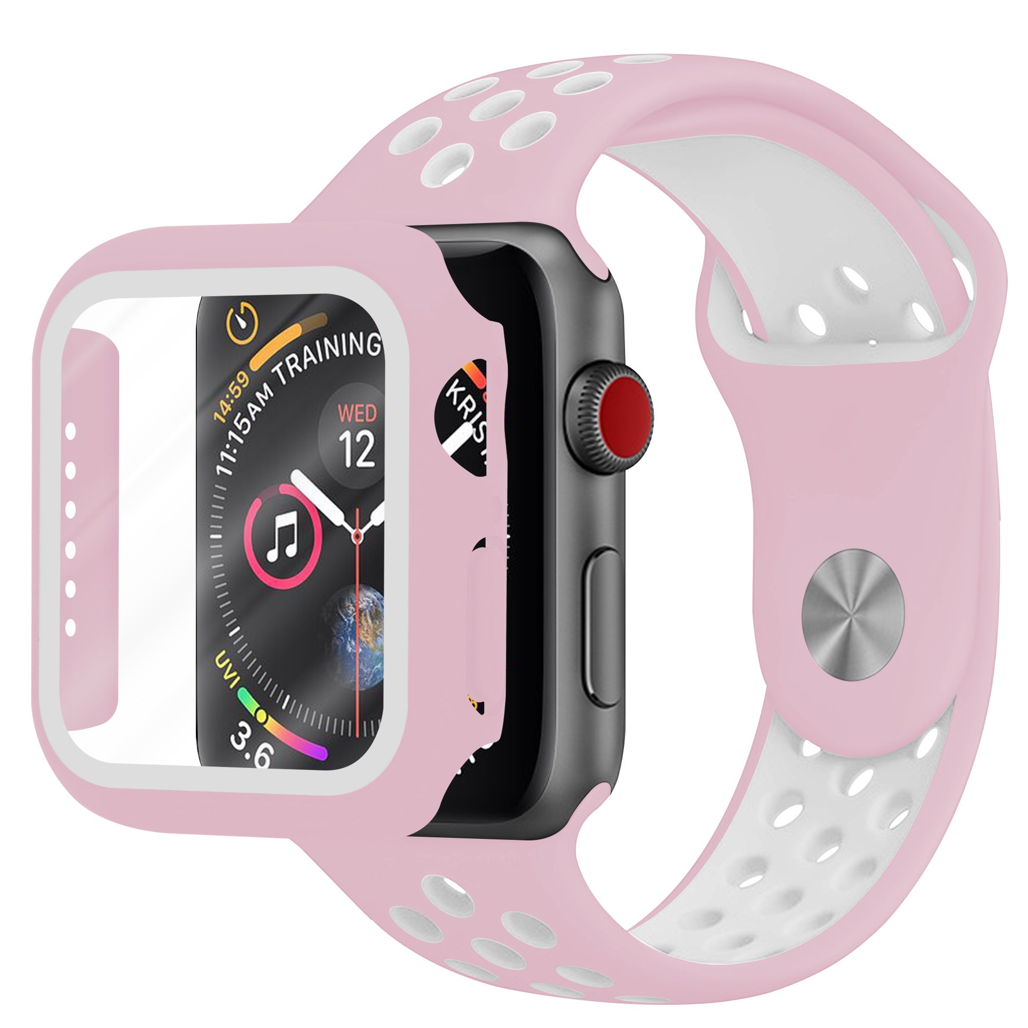 Modbracelet Bracelet sport Apple Watch + Étui TPU (rose/blanc)